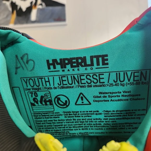 Hyperlite Youth Life Jacket Vest Swimming Flotation PFD 25-40 kg 55-88 lbs Zip - Picture 3 of 3